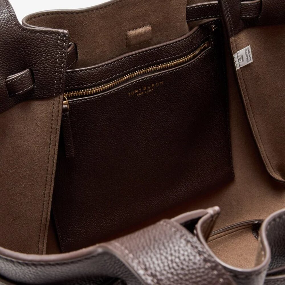 NWT ✅ TORY BURCH ROMY TOTE (LARGE) #163388  DEEP BROWN✨ NWT, DUST BAG - Picture 7 of 16